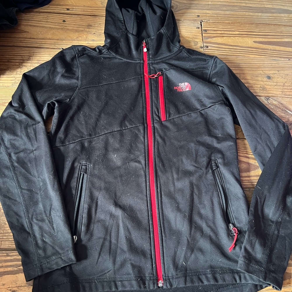 The North Face Men's Black Hoodie with Red Accents